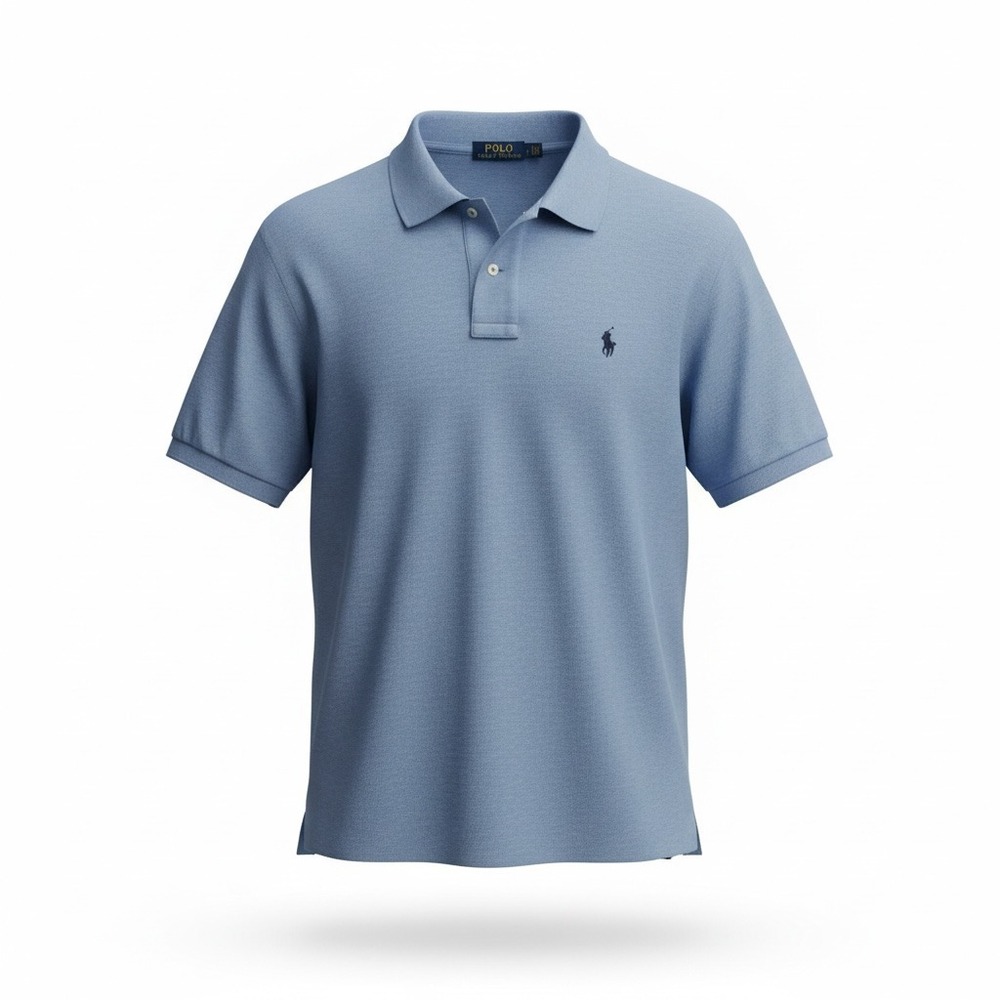 Polo Ralph Lauren Polo Shirt Mens L Light Blue Classic Fit Navy Pony Logo Knit